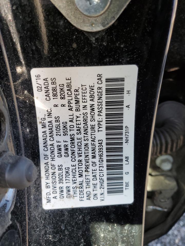 Photo 12 VIN: 2HGFC1F31GH639343 - HONDA CIVIC 