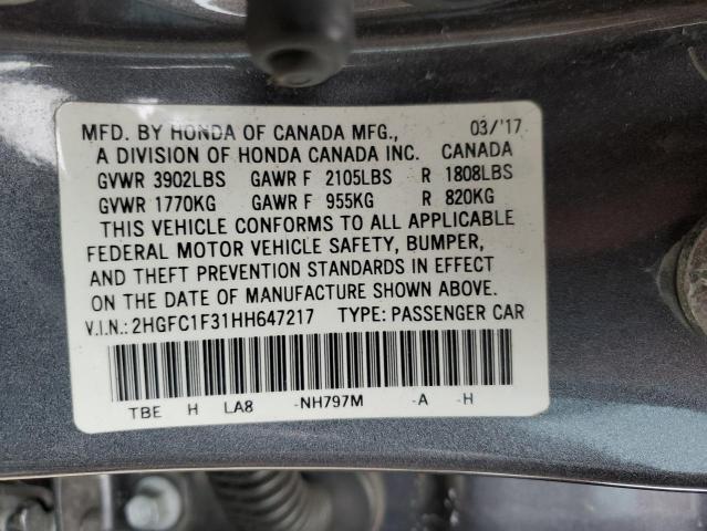 Photo 11 VIN: 2HGFC1F31HH647217 - HONDA CIVIC 