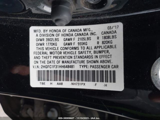 Photo 8 VIN: 2HGFC1F31HH648481 - HONDA CIVIC 