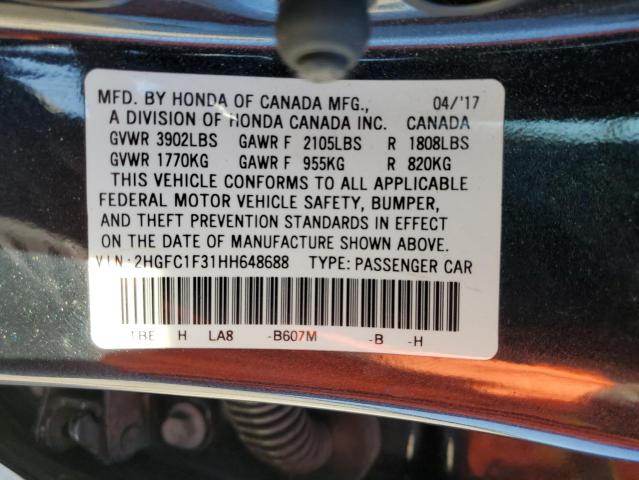 Photo 11 VIN: 2HGFC1F31HH648688 - HONDA CIVIC EX 