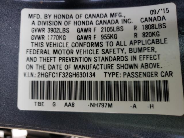 Photo 9 VIN: 2HGFC1F32GH630134 - HONDA CIVIC EX 