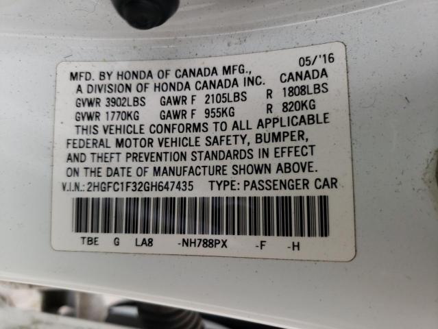 Photo 11 VIN: 2HGFC1F32GH647435 - HONDA CIVIC EX 