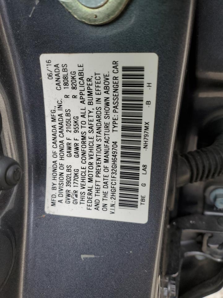 Photo 11 VIN: 2HGFC1F32GH649704 - HONDA CIVIC 