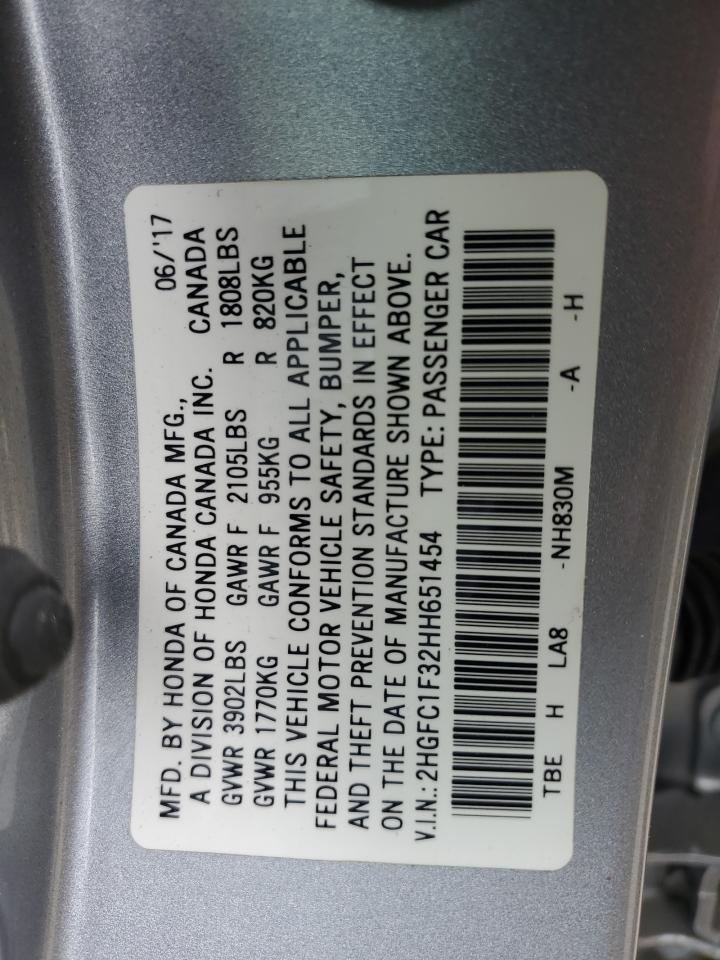 Photo 11 VIN: 2HGFC1F32HH651454 - HONDA CIVIC 