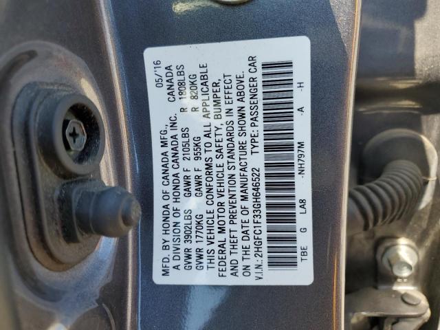 Photo 12 VIN: 2HGFC1F33GH646522 - HONDA CIVIC EX 