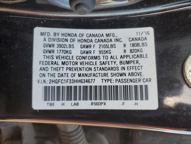 Photo 11 VIN: 2HGFC1F33HH634677 - HONDA CIVIC 