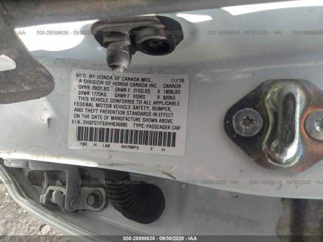 Photo 8 VIN: 2HGFC1F33HH636980 - HONDA CIVIC SEDAN 