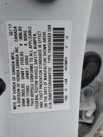 Photo 11 VIN: 2HGFC1F33HH643153 - HONDA CIVIC 