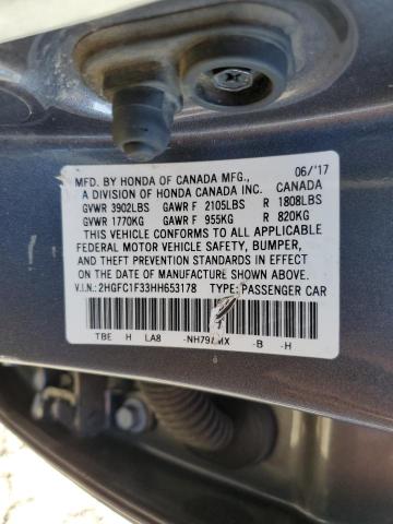 Photo 11 VIN: 2HGFC1F33HH653178 - HONDA CIVIC 