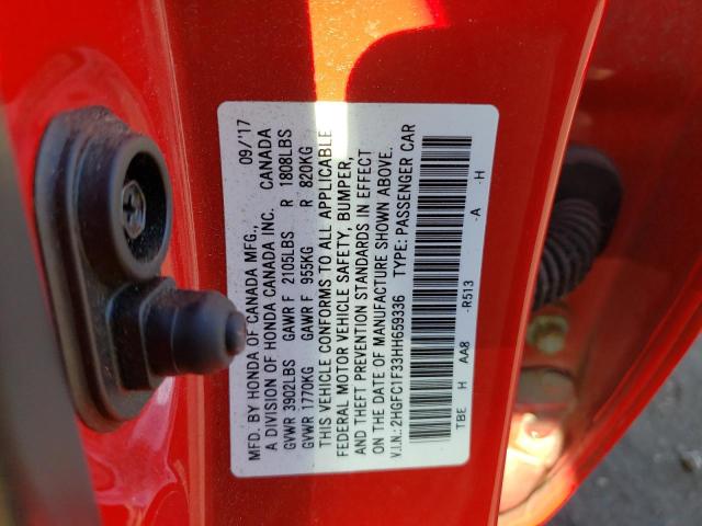 Photo 12 VIN: 2HGFC1F33HH659336 - HONDA CIVIC EX 