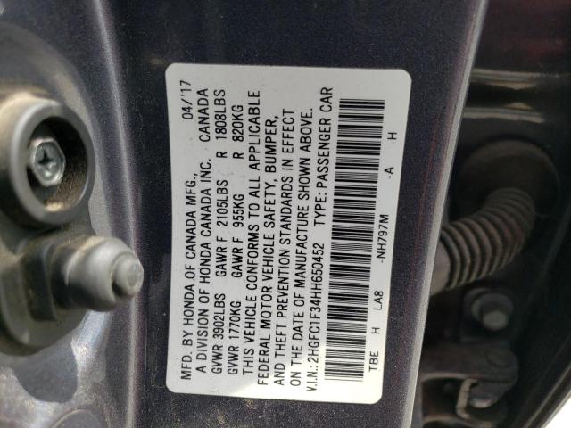 Photo 12 VIN: 2HGFC1F34HH650452 - HONDA CIVIC EX 