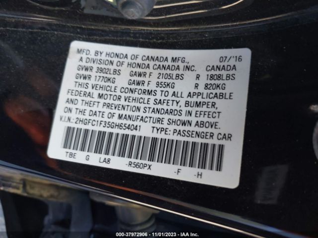 Photo 8 VIN: 2HGFC1F35GH654041 - HONDA CIVIC SEDAN 