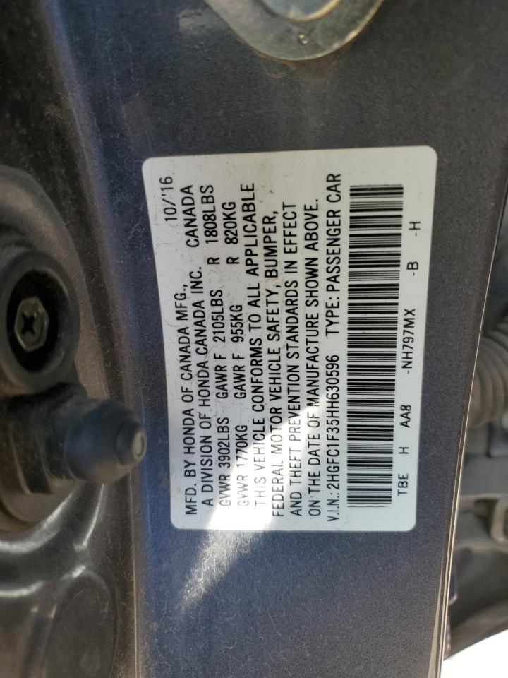 Photo 12 VIN: 2HGFC1F35HH630596 - HONDA CIVIC 