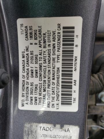 Photo 9 VIN: 2HGFC1F35HH637094 - HONDA CIVIC EX 