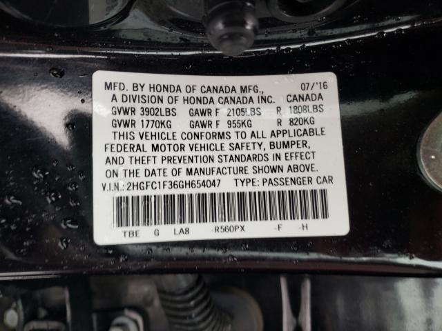 Photo 9 VIN: 2HGFC1F36GH654047 - HONDA CIVIC EX 