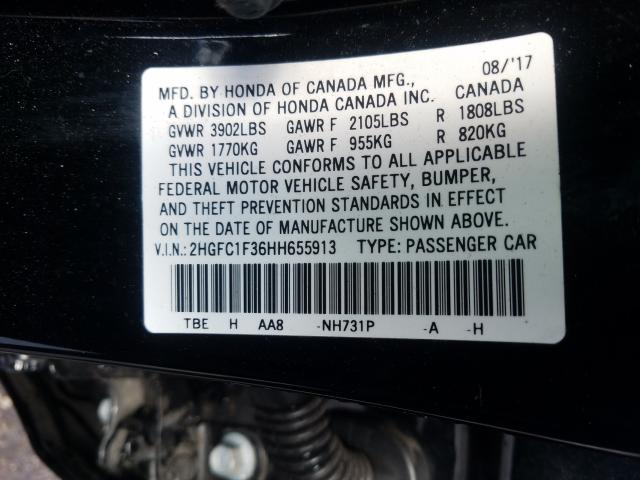 Photo 9 VIN: 2HGFC1F36HH655913 - HONDA CIVIC 