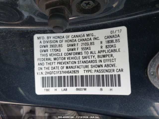 Photo 8 VIN: 2HGFC1F37HH642829 - HONDA CIVIC 