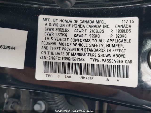 Photo 8 VIN: 2HGFC1F39GH632544 - HONDA CIVIC 