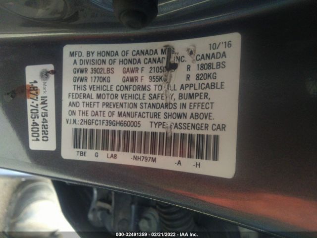 Photo 8 VIN: 2HGFC1F39GH660005 - HONDA CIVIC SEDAN 