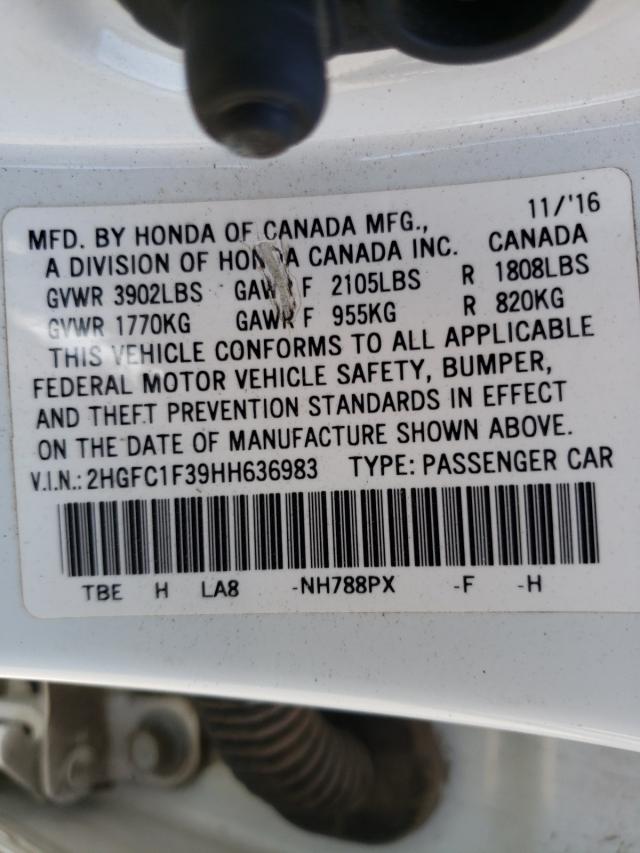 Photo 9 VIN: 2HGFC1F39HH636983 - HONDA CIVIC EX 