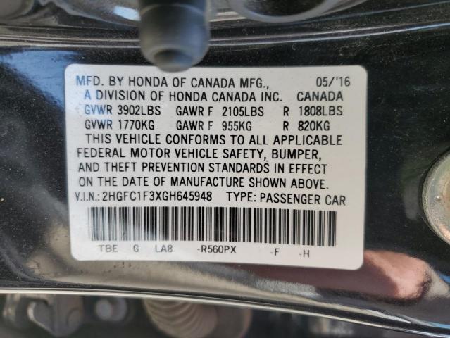 Photo 11 VIN: 2HGFC1F3XGH645948 - HONDA CIVIC 