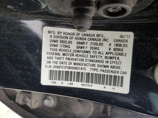 Photo 11 VIN: 2HGFC1F3XHH651475 - HONDA CIVIC EX 