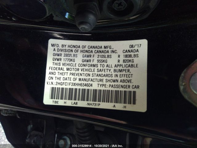 Photo 8 VIN: 2HGFC1F3XHH654604 - HONDA CIVIC SEDAN 