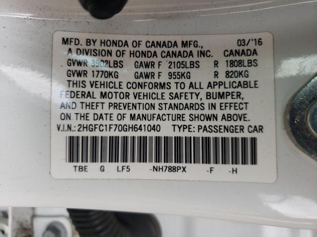 Photo 9 VIN: 2HGFC1F70GH641040 - HONDA CIVIC EXL 