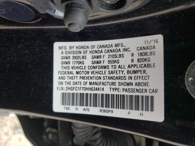 Photo 9 VIN: 2HGFC1F70HH634414 - HONDA CIVIC EXL 