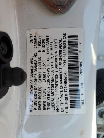 Photo 12 VIN: 2HGFC1F71HH658043 - HONDA CIVIC EXL 