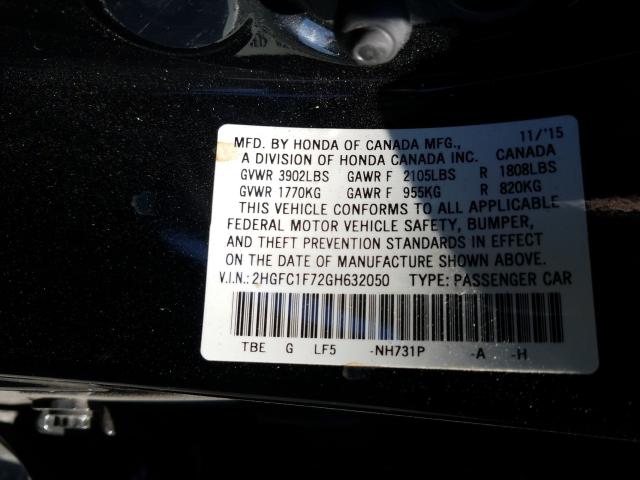 Photo 9 VIN: 2HGFC1F72GH632050 - HONDA CIVIC EXL 