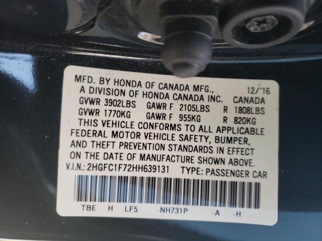 Photo 9 VIN: 2HGFC1F72HH639131 - HONDA CIVIC EXL 