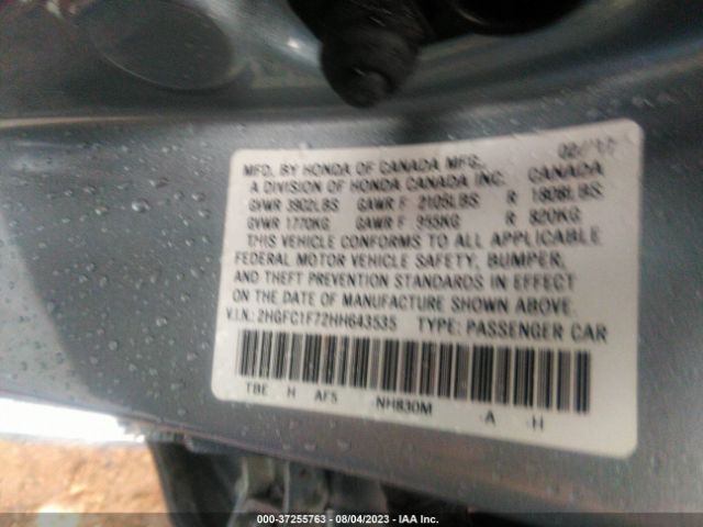 Photo 8 VIN: 2HGFC1F72HH643535 - HONDA CIVIC 