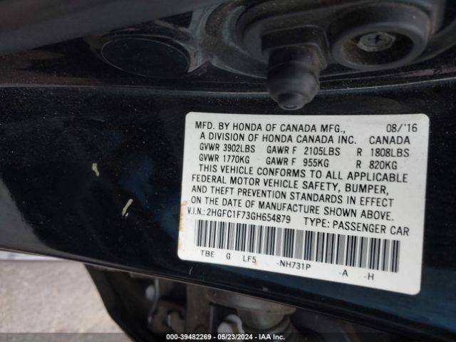 Photo 8 VIN: 2HGFC1F73GH654879 - HONDA CIVIC 