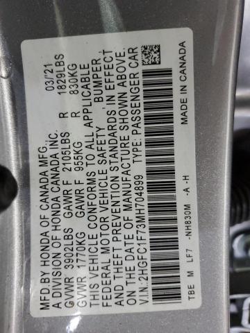 Photo 11 VIN: 2HGFC1F73MH704899 - HONDA CIVIC EXL 