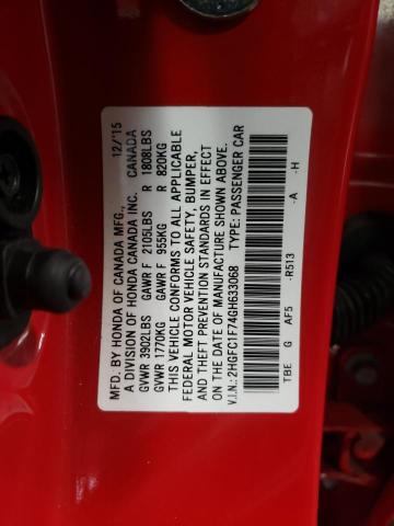 Photo 11 VIN: 2HGFC1F74GH633068 - HONDA CIVIC EXL 