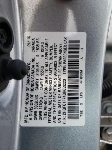 Photo 12 VIN: 2HGFC1F74GH659220 - HONDA CIVIC EXL 