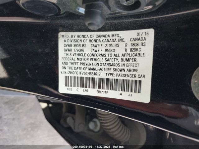 Photo 8 VIN: 2HGFC1F75GH634617 - HONDA CIVIC 