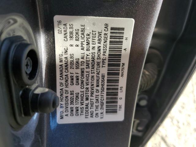 Photo 11 VIN: 2HGFC1F75GH636481 - HONDA CIVIC EXL 