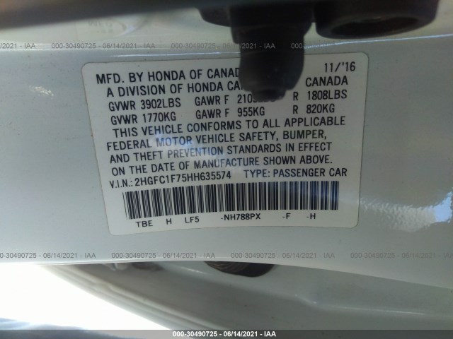 Photo 8 VIN: 2HGFC1F75HH635574 - HONDA CIVIC SEDAN 