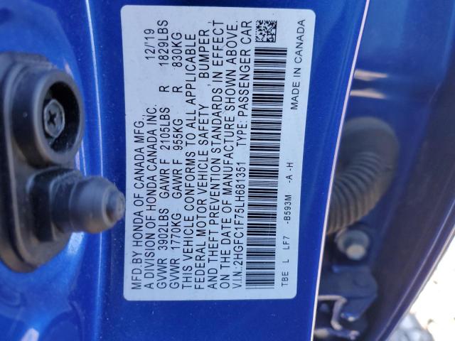 Photo 11 VIN: 2HGFC1F75LH681351 - HONDA CIVIC EXL 