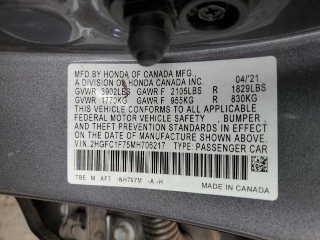 Photo 11 VIN: 2HGFC1F75MH706217 - HONDA CIVIC EXL 