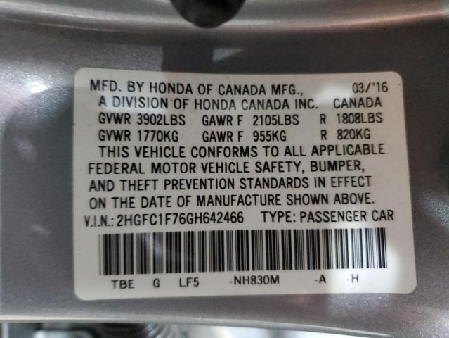 Photo 11 VIN: 2HGFC1F76GH642466 - HONDA CIVIC 