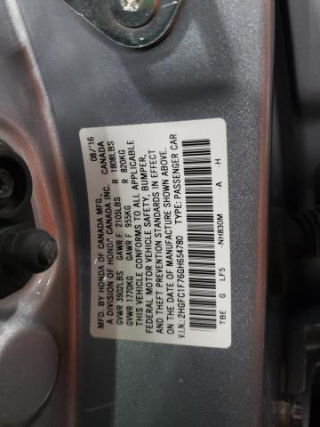 Photo 9 VIN: 2HGFC1F76GH654780 - HONDA CIVIC EXL 