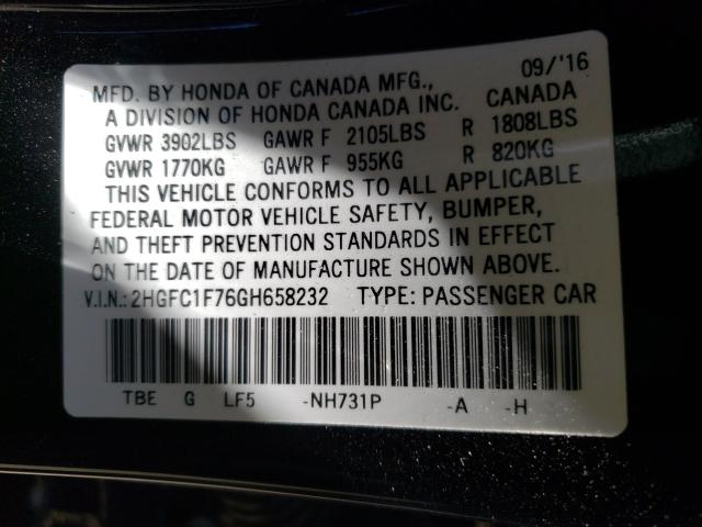 Photo 9 VIN: 2HGFC1F76GH658232 - HONDA CIVIC EXL 