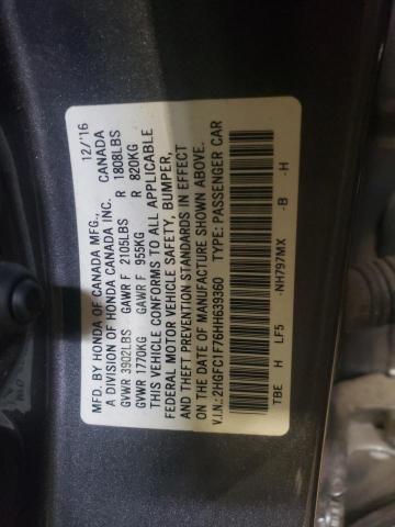 Photo 9 VIN: 2HGFC1F76HH639360 - HONDA CIVIC EXL 