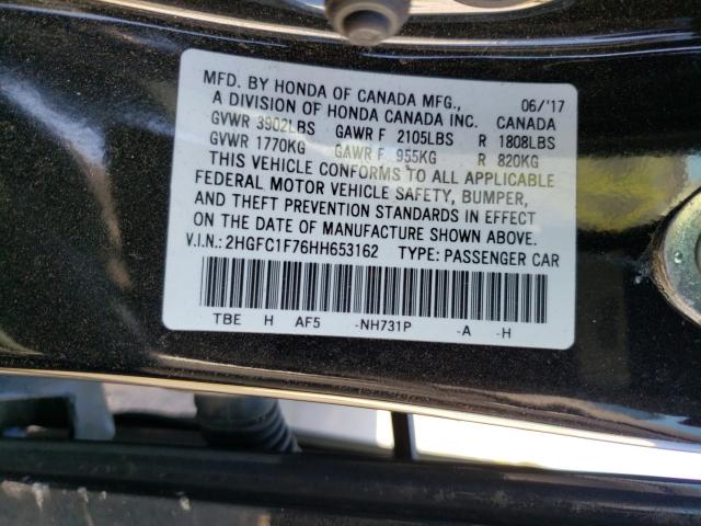 Photo 9 VIN: 2HGFC1F76HH653162 - HONDA CIVIC EXL 