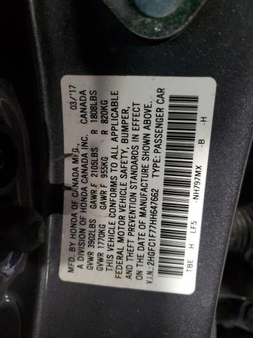 Photo 11 VIN: 2HGFC1F77HH647662 - HONDA CIVIC EXL 