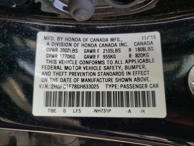 Photo 9 VIN: 2HGFC1F78GH633025 - HONDA CIVIC EXL 