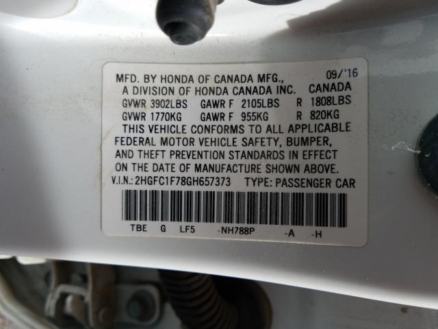 Photo 9 VIN: 2HGFC1F78GH657373 - HONDA CIVIC EXL 